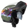 Kask Motocyklowy Nzi Minimod Duo Rainbow Greenblack Silver Matt